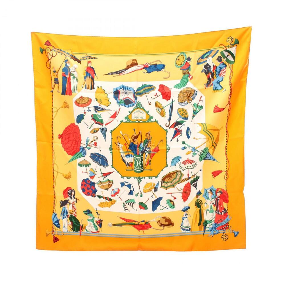HERMES Authentic Orange Silk Scarf